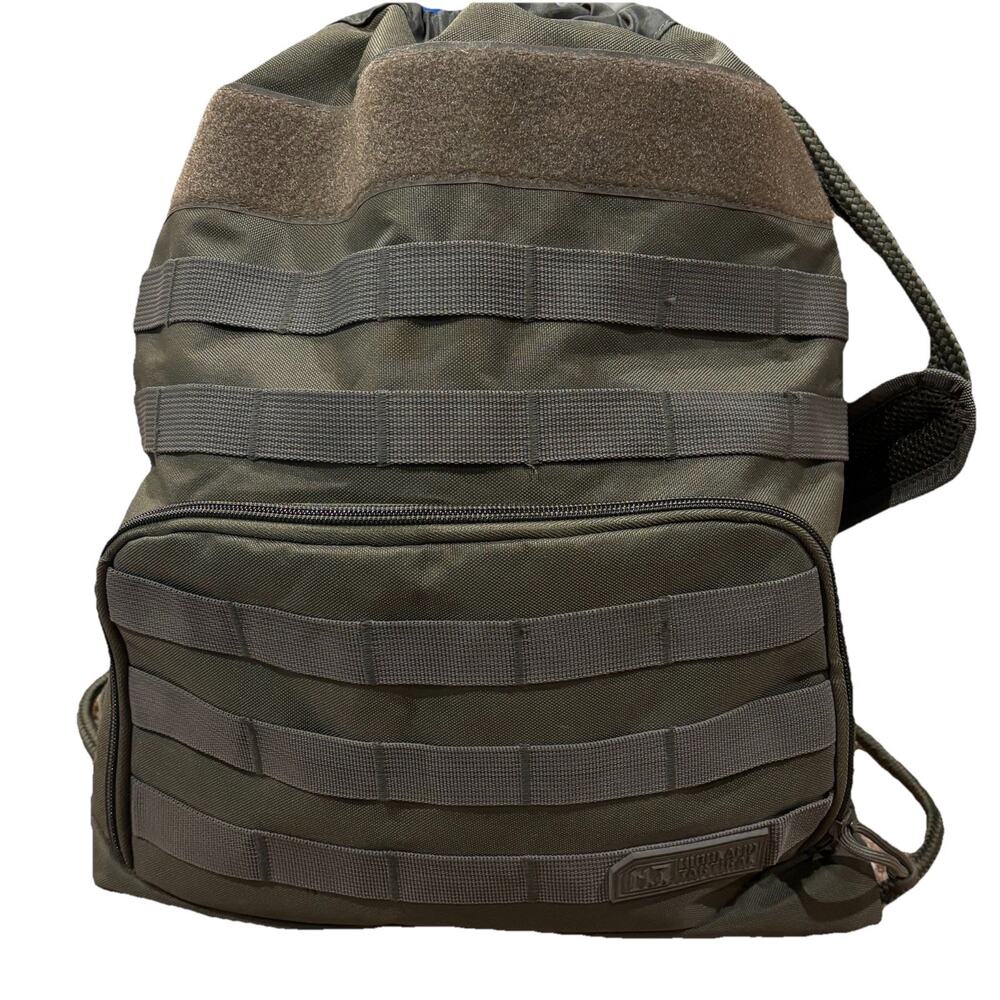 Highland Tactical Drawstring Back Pack Bag Mesh Straps Molle Webbing Green